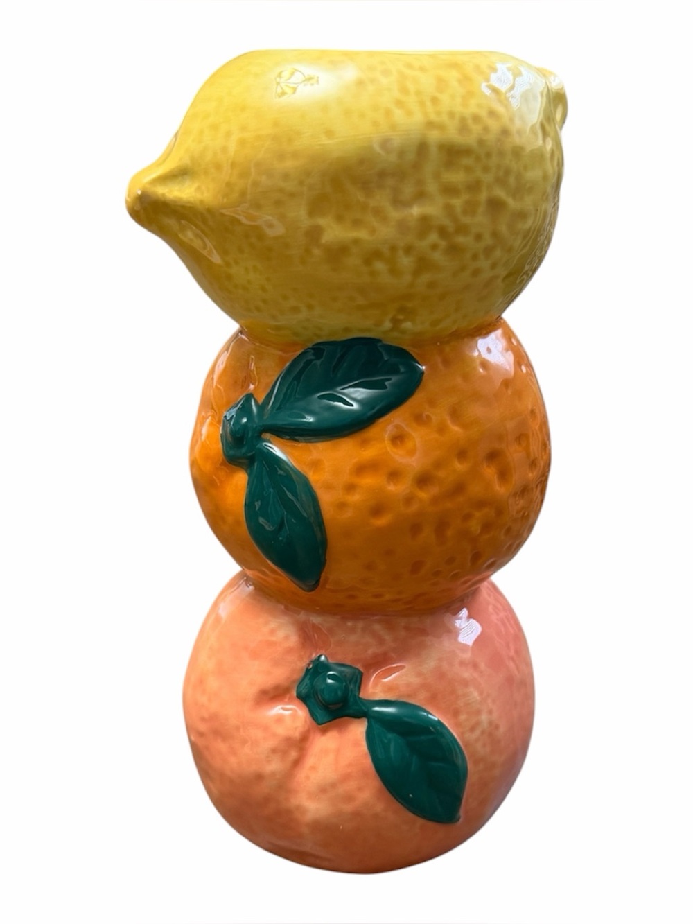 Ceramic Citrus Stack 7.5" Decorative Accent Vase- Lemon, Orange, Peach